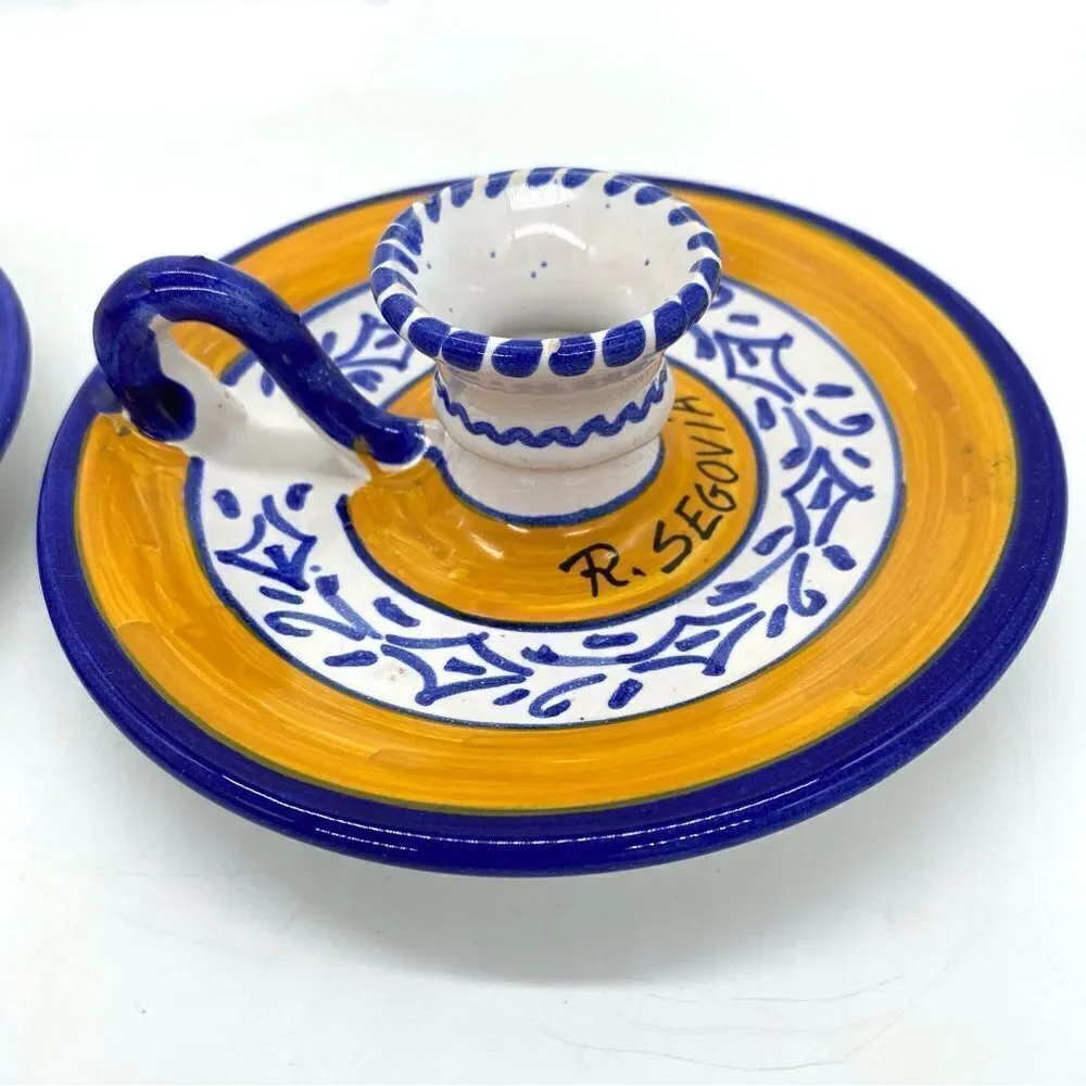 Fiesta Yellow Spanish Finger Loop Candlestick Holders